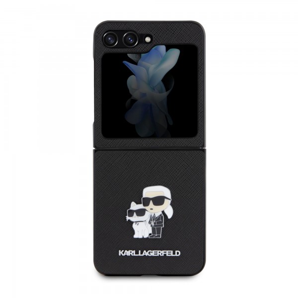 Karl Lagerfeld Karl + Choupette Metal Pin Saffiano Case Θήκη προστασίας από δερματίνη – Galaxy Z Flip 5 (Black – KLHCZF5SAKCNPK)