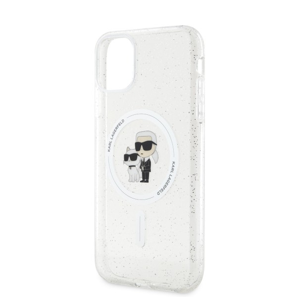 Karl Lagerfeld Magsafe Ringstand Case IML Karl+Choupette Θήκη προστασίας από σκληρό πλαστικό για iPhone 11 (Clear – KLHMN61HGKCNOT)