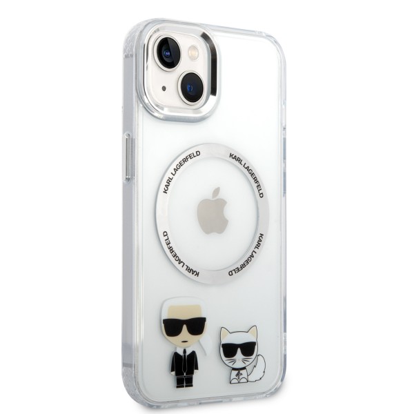 Karl Lagerfeld Magsafe Ringstand Case IML Ring Karl+Choupette Θήκη προστασίας από σκληρό πλαστικό για iPhone 14 Plus (Clear – KLHMP14MHKCT)