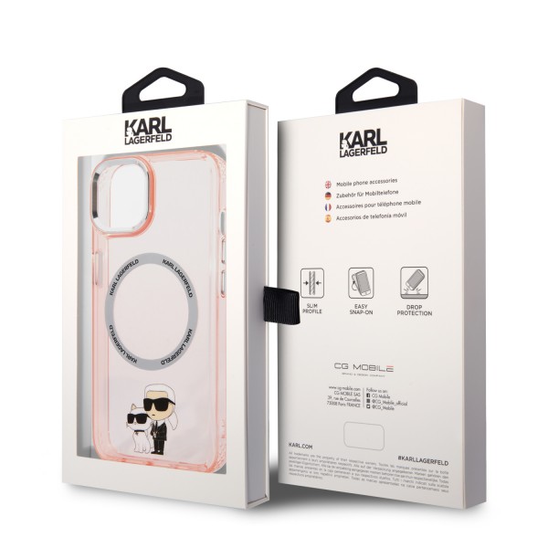 Karl Lagerfeld Magsafe Ringstand Case IML NFT Karl+Choupette Θήκη προστασίας από σκληρό πλαστικό για iPhone 14 (Pink – KLHMP14SHNKCIP)