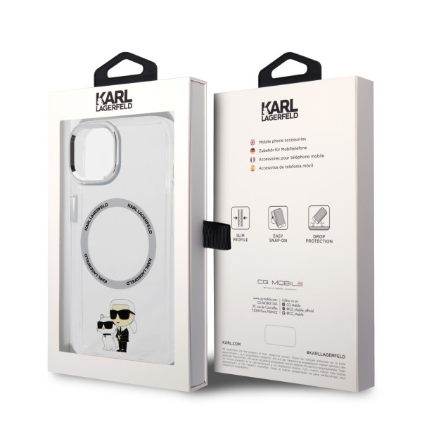 Karl Lagerfeld Magsafe Ringstand Case IML NFT Karl+Choupette Θήκη προστασίας από σκληρό πλαστικό για iPhone 14 (Clear – KLHMP14SHNKCIT)