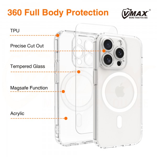 VMax - Mag Case & Glass 2.5D Premium Set for iPhone 15 Pro Max-Σετ Θήκη & Tempered Glass για iPhone 15 Pro Max -διάφανο