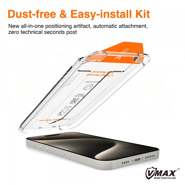 Vmax - Tempered Glass easy install 2,5D Προστατευτικό τζάμι οθόνης για iPhone 15 Pro Max (διάφανο)