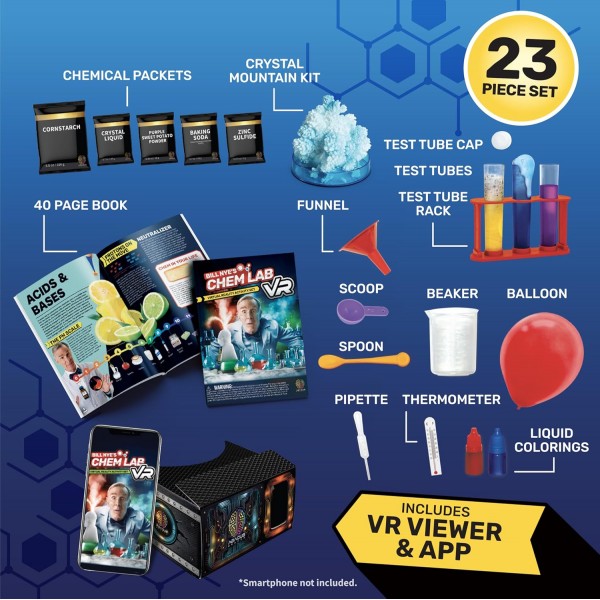 Abacus Brands Bill Nye's Chemistry Kit Chem Lab VR Επιστημονικό σετ εικονικής πραγματικότητας – Πλήρης Αγγλική Έκδοση – Περιλαμβάνει Γυαλιά VR