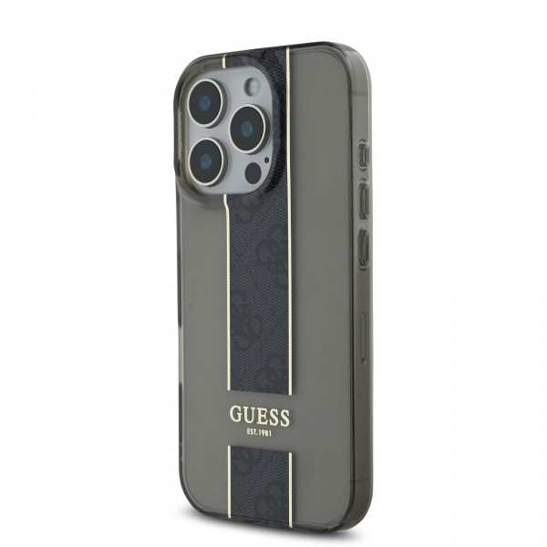 Guess Translucent IML 4G Middlestripe Case Θήκη προστασίας από σιλικόνη – iPhone 16 Pro (Μαύρο – GUHCP16LHS4PPK)