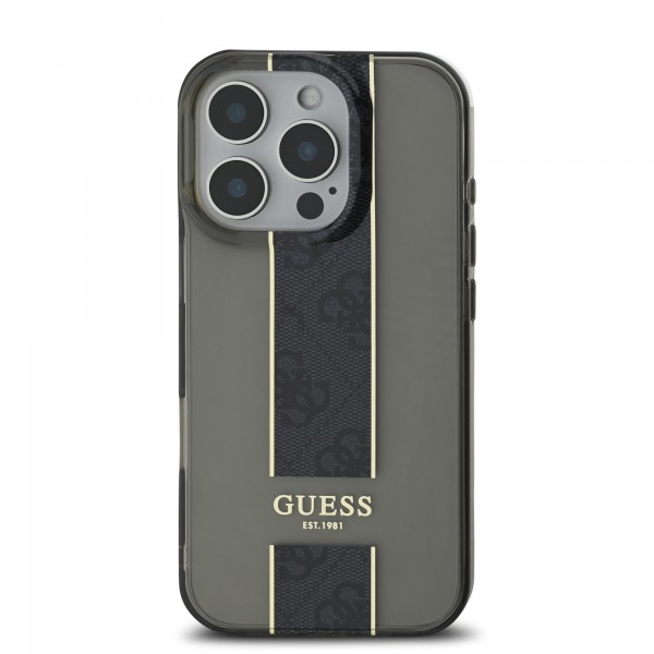 Guess Translucent IML 4G Middlestripe Case Θήκη προστασίας από σιλικόνη – iPhone 16 Pro (Μαύρο – GUHCP16LHS4PPK)