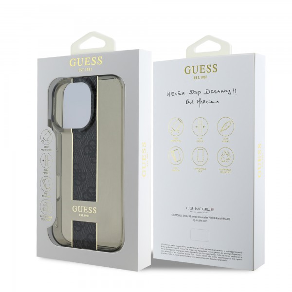 Guess Translucent IML 4G Middlestripe Case Θήκη προστασίας από σιλικόνη – iPhone 16 Pro (Μαύρο – GUHCP16LHS4PPK)