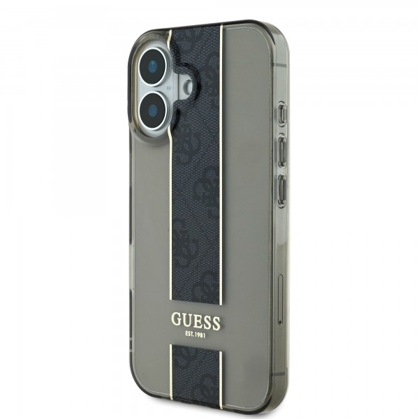 Guess Translucent IML 4G Middlestripe Case Θήκη προστασίας από σιλικόνη – iPhone 16 (Μαύρο – GUHCP16SHS4PPK)