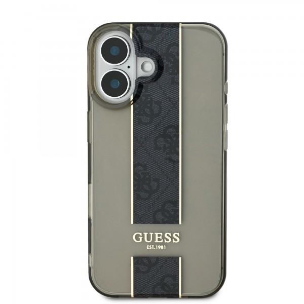 Guess Translucent IML 4G Middlestripe Case Θήκη προστασίας από σιλικόνη – iPhone 16 (Μαύρο – GUHCP16SHS4PPK)