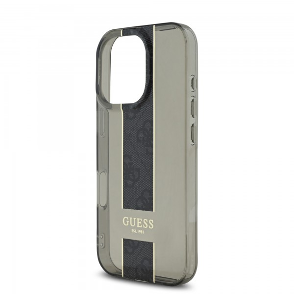 Guess Translucent IML 4G Middlestripe Case Θήκη προστασίας από σιλικόνη – iPhone 16 Pro Max (Μαύρο – GUHCP16XHS4PPK)