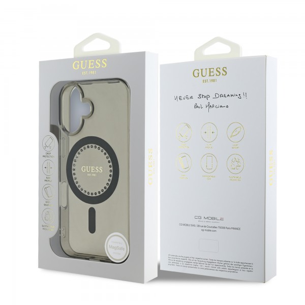 Guess “Rhinestones” Hard Case Θήκη προστασίας από σκληρό πλαστικό – iPhone 16 (Μαύρο – GUHMP16SPFTDTEK)