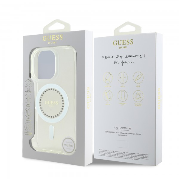 Guess “Rhinestones” Hard Case Θήκη προστασίας από σκληρό πλαστικό – iPhone 16 Pro Max (Λευκό – GUHMP16XPFTDTEH)