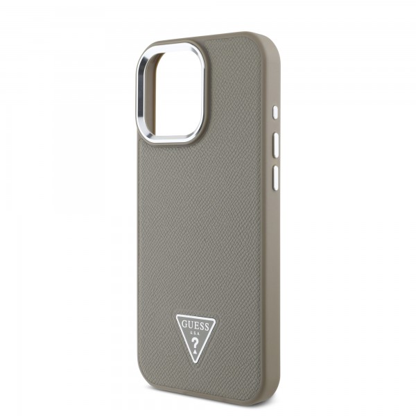 Guess “Triangle Logo” Grained PU Case Θήκη προστασίας από δερματίνη – iPhone 16 Pro Max (Καφέ – GUHMP16XPGTSPSW)