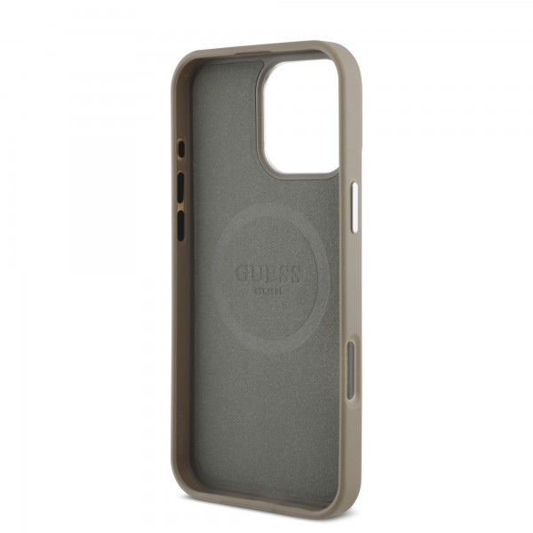 Guess “Triangle Logo” Grained PU Case Θήκη προστασίας από δερματίνη – iPhone 16 Pro Max (Καφέ – GUHMP16XPGTSPSW)