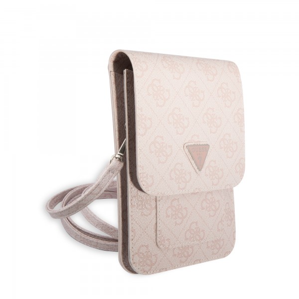 Guess “Wallet 4G Triangle Stripes” Pouch with cord Τσαντάκι κατάλληλο για smartphone Small / Medium (170x95mm) με κορδονάκι (Ροζ – GUWBP4TMPI)