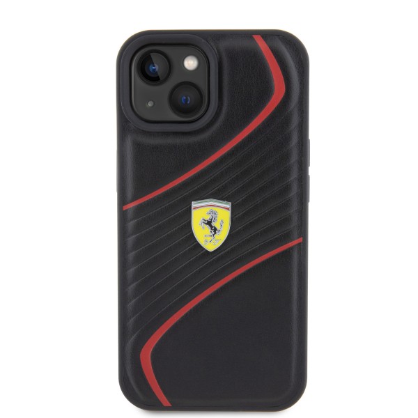 Ferrari Twist Metal Logo Hard Case Θήκη προστασίας από δερματίνη – iPhone 15 Black #FEHCP15SPTWK