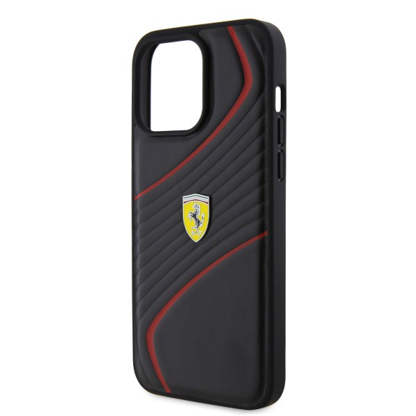 Ferrari Twist Metal Logo Hard Case Θήκη προστασίας από δερματίνη – iPhone 15 Pro Max Black #FEHCP15XPTWK