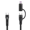 Forever 2in1 cable USB-C - Lightning + USB-C - Καλώδιο φόρτισης 2 σε 1 και μεταφοράς δεδομένων 1 μέτρου – 60W σε μαυρο χρώμα