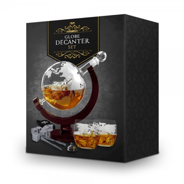 Globe Decanter Set - Μοναδικό Σετ Καράφας και Ποτηριών με Υφή Υδρογείου