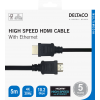 Deltaco Καλώδιο HDMI Αρσενικό σε HDMI Αρσενικό 4K 30Hz με Ethernet 10.2Gbps 5m Μαύρο HDMI-1050-R