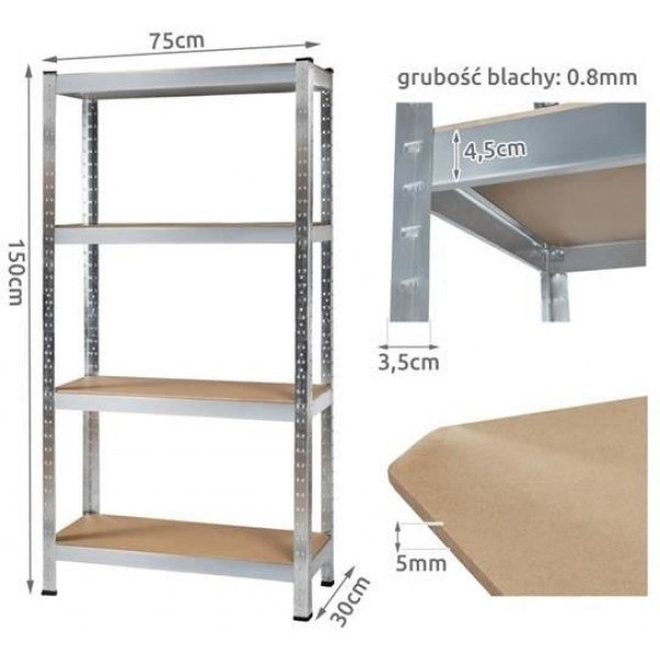 Ραφιέρα Dexion Γαλβανιζέ με 4 Ράφια 150x30x75cm 00002720