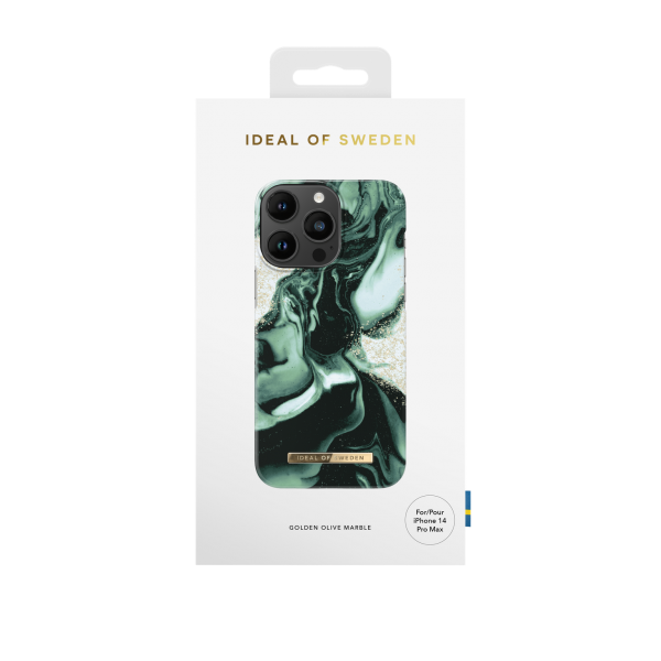 IDEAL OF SWEDEN Θήκη Fashion Case iPhone 14 Pro Max Golden Olive Marble IDFCAW21-I2267P-320