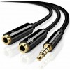 Ugreen Καλώδιο Audio Splitter 3.5mm Αρσενικό σε 3.5 Θηλυκό 20cm Μαύρο 30620