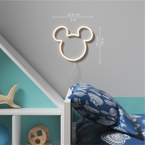 Yellowpop Διακοσμητικό Φωτιστικό Τοίχου LED Neon Disney Mickey Ears 22.8X20cm USB A Cable YPDI-MIN-MIC