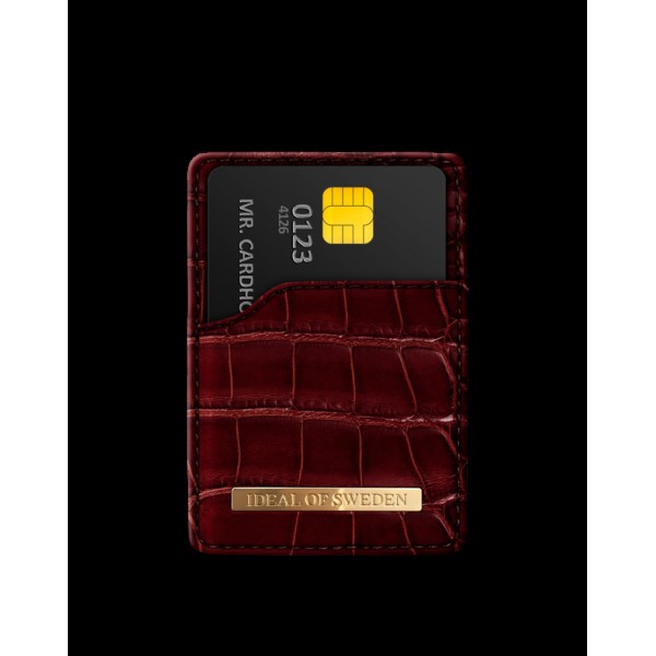 IDEAL OF SWEDEN Magnetic Card Holder Claret Croco IDMCH-DC-83