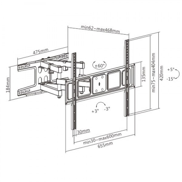 Brateck Επιτοίχια έως 80" και 40kg LPA63-466