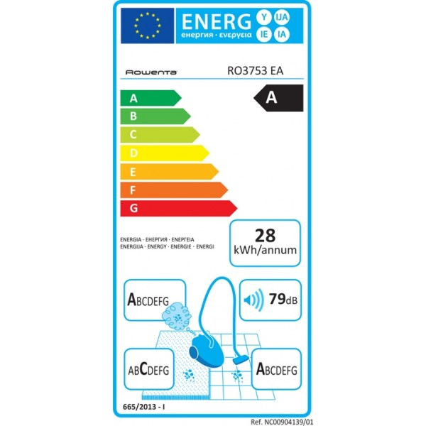 Rowenta Ηλεκτρική Σκούπα 750W με Κάδο 1.5lt Μαύρη RO3753EA