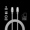 Baykron Καλώδιο Φόρτισης Type C σε Type C Basic Braided Charge and Sync 20V 3A 1,2m Ασημί BKR-BL-C2C-001-W