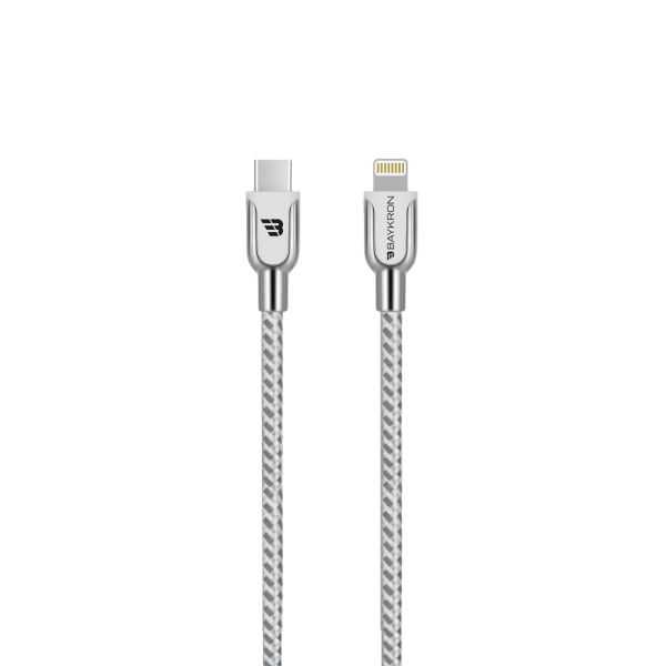 Baykron Καλώδιο Φόρτισης Type C σε Lightning Basic Braided Charge and Sync 20W 1.2m Ασημί BKR-BL-C2L-001-W