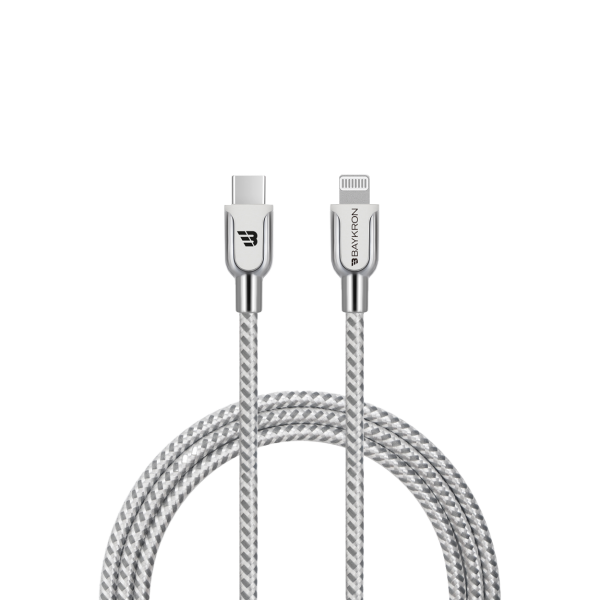 Baykron Καλώδιο Φόρτισης Type C σε Lightning Basic Braided Charge and Sync 20W 1.2m Ασημί BKR-BL-C2L-001-W