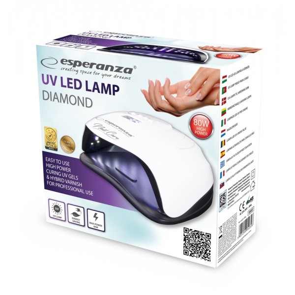 Esperanza Φουρνάκι Νυχιών με 36 Λάμπες LED 80W Diamond Λευκό EBN007