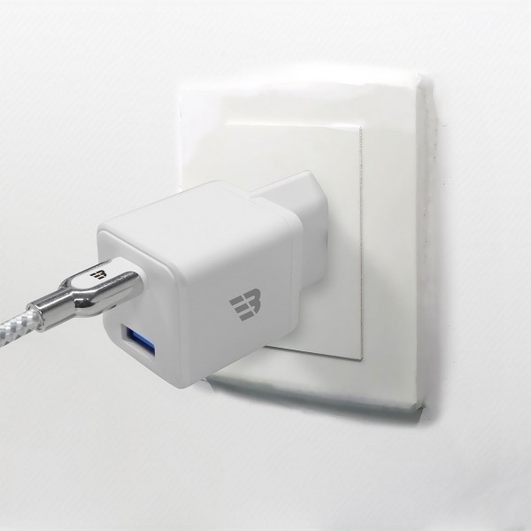 Baykron Φορτιστής Basic Wall Charger EU USB-A, Type C 20W PD QC3 Λευκός BKR-BL-20W-EU-W