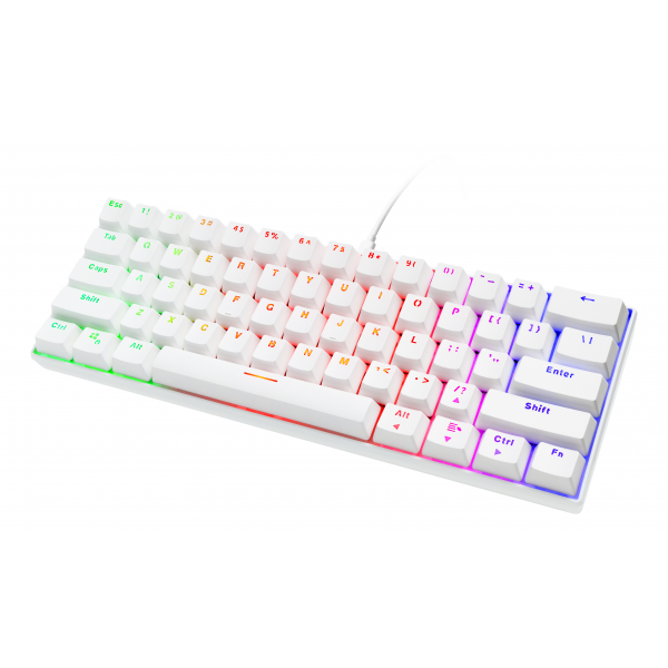 Deltaco Gaming Πληκτρολόγιο Μηχανικό Mini Ενσύρματο RGB US Layout Red Switches Λευκό GAM-075-W-US