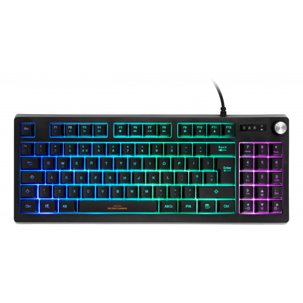 Deltaco Gaming Πληκτρολόγιο Μεμβράνης Ενσύρματο TKL RGB UK Layout Μαύρο GAM-110-UK