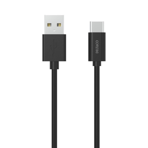 DELTACO USB A - USB C cable, 1 m, Black, GNG-USBC1MB