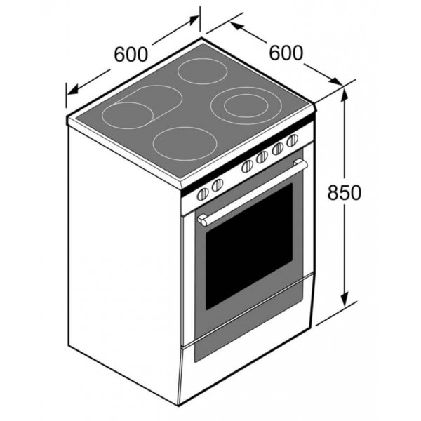 Bosch Κουζίνα 66lt με Κεραμικές Εστίες Π60εκ. Inox HKA090150