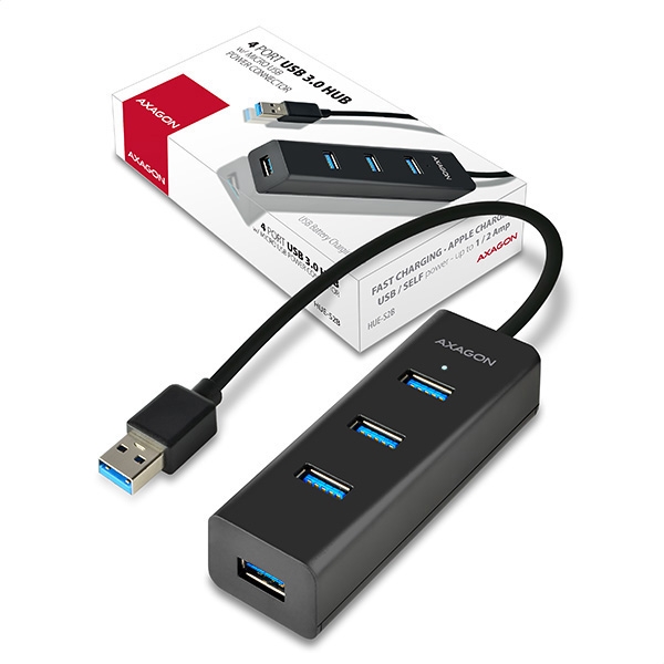 Axagon 4x USB3.0 Charging Hub, MicroUSB Charging Connector HUE-S2B