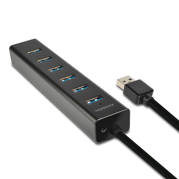 Axagon 7x USB3.0 ALU Charging Hub Incl. AC Adapter, Black HUE-SA7BP