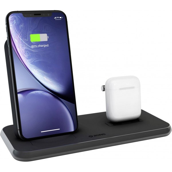 ZENS Aluminium Dual Wireless Charger + Dock 10W Black ZEDC06B/00