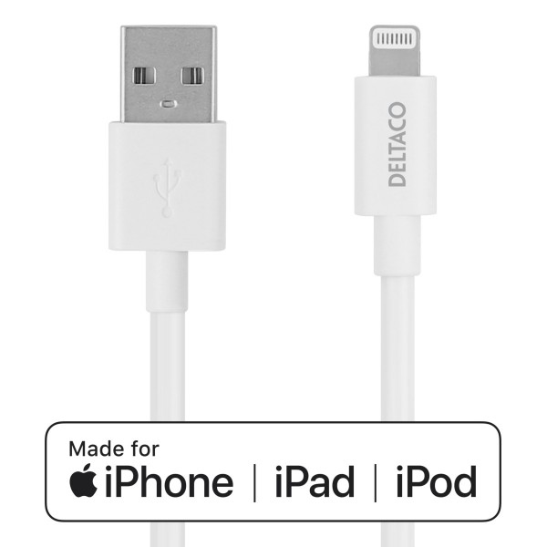 Deltaco Καλώδιο Φόρτισης USB-A σε Lightning, Apple C189 chipset, MFi, 1m, Λευκό IPLH-401