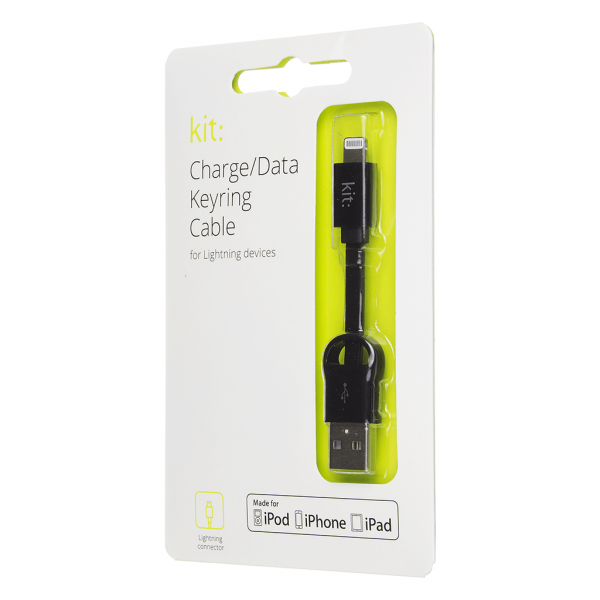 KIT Lightning Keyring Data and Charge Cable MFI Μαύρο IP5USBKEYBK