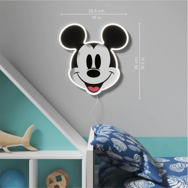 Yellowpop Διακοσμητικό Φωτιστικό Τοίχου LED Neon Disney Mickey Printed Face 25.5X26cm USB A Cable YPDI-PFA-MIC