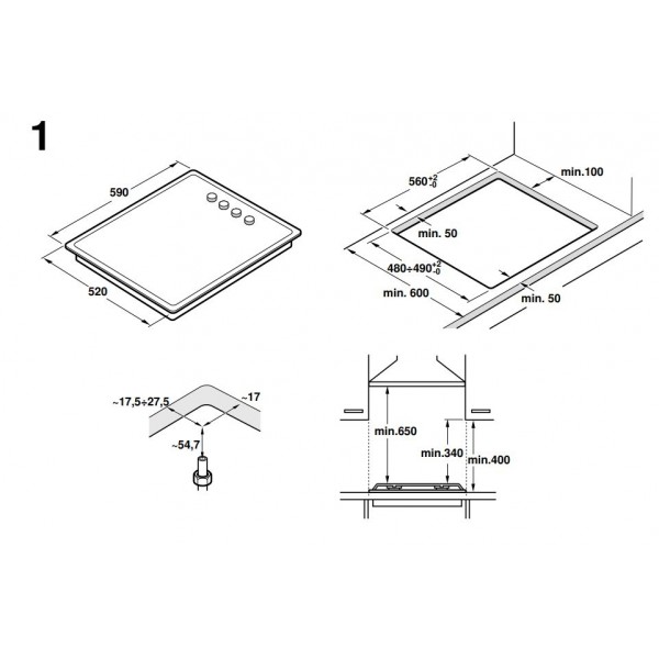 Bosch Εστία Αερίου Αυτόνομη 59x52cm Μαύρη POH6B6B10