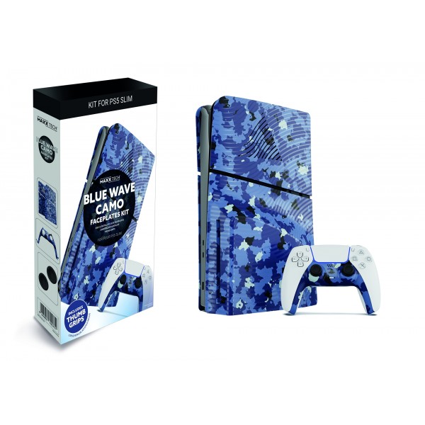 Maxx Tech Blue Wave Camo Faceplates Kit για PS5 Slim MXT-SLFPBC-PS5