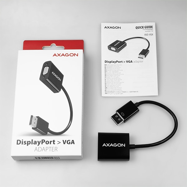 Axagon Αντάπτορας DisplayPort Αρσενικό σε VGA Θηλυκό FullHD, 1920*1200 RVD-VGN