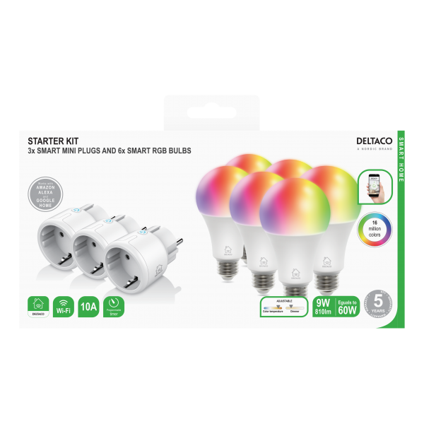 Deltaco Smart Home starter kit 6 Λάμπες 3 Πρίζες SH-KIT03